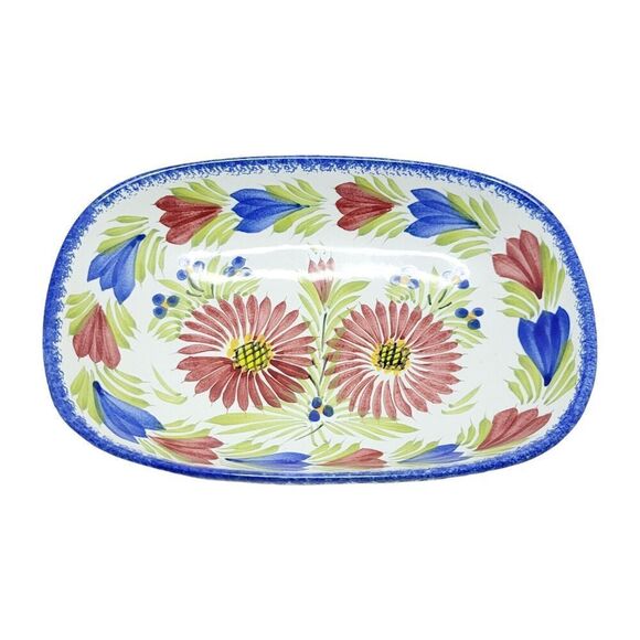 HB HENRIOT QUIMPER HAND PAINTED OVAL DISH FRANCE F.162 MULTICOLOR FLORAL RARE - Picture 4 of 12